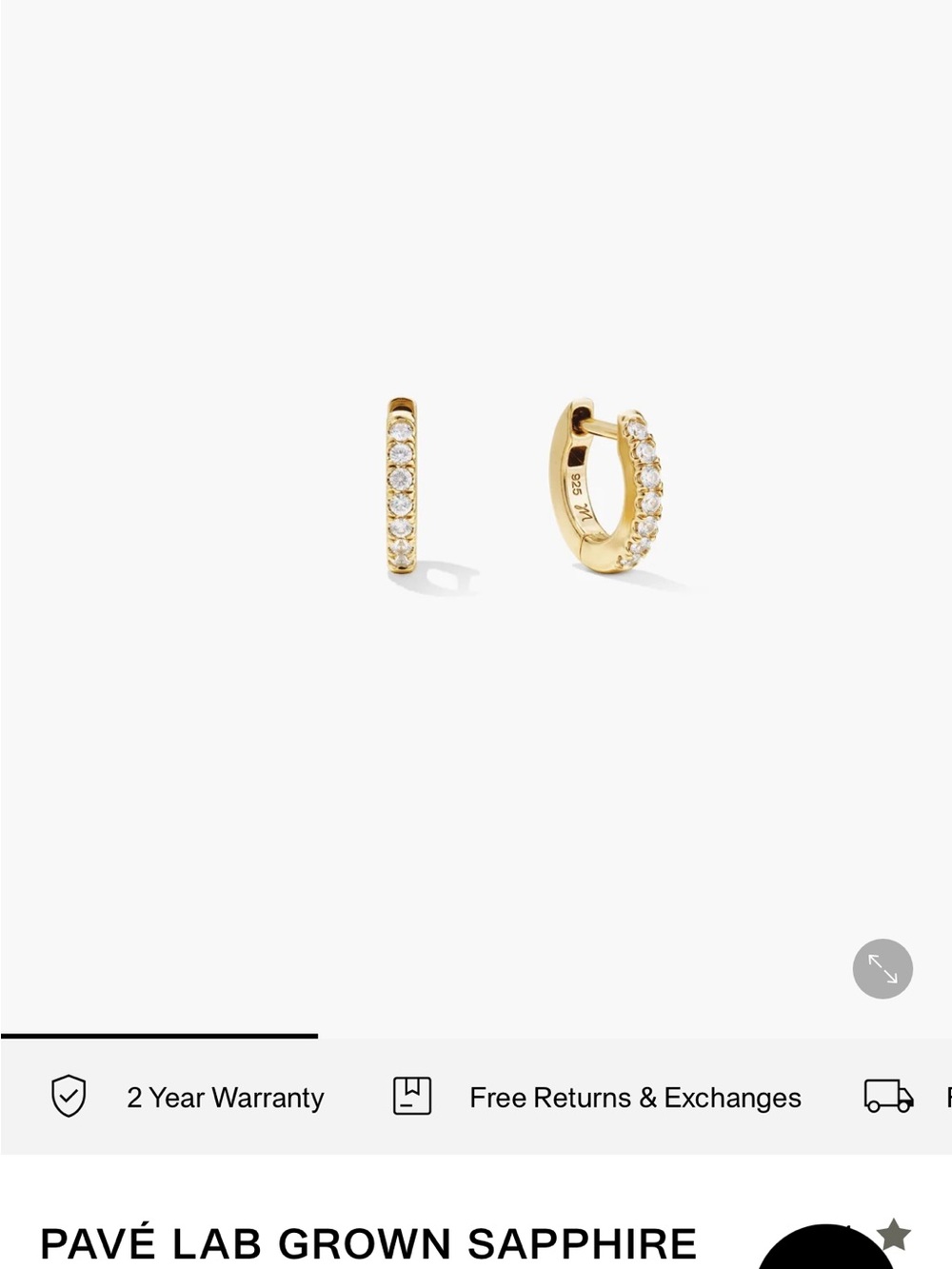 Mejuri pave lab grown sapphire huggie hoop earrings - box & bag included